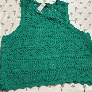 GAP Teal Crochet Knit Top
